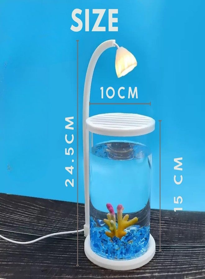 VAYINATO Mini Acrylic Desktop Fish Bowl PS-10 (White) | 1.2L Capacity | 10cm Diameter × 20cm Height | Aquarium Bowl with Multi-Color Hanging LED Light | Ideal for Betta | Office & Home Decor - Image 5